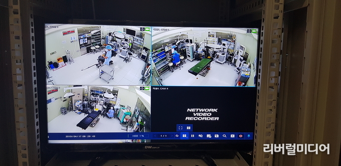 파주병원 CCTV 모니터 모습.