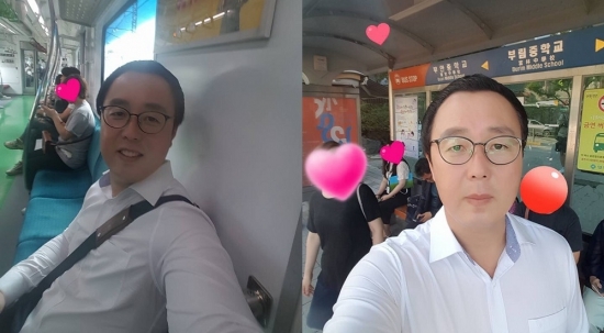 일상으로 돌아가 소시민으로 전철과 버스를 타는 셀카를 찍은 정기열 자연인(정기열 페이스북 제공).