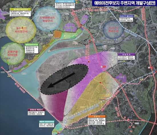 지난 11일 수원시의 화성 화옹지구 예비이전후보지 주변 지역구상안.