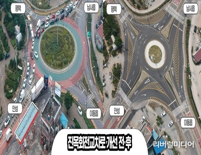 진목회전교차로 개선 전후모습