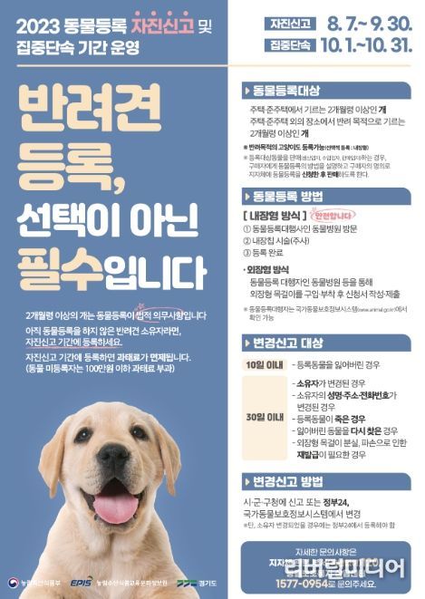 동물등록 자진신고 운영 기간 홍보문