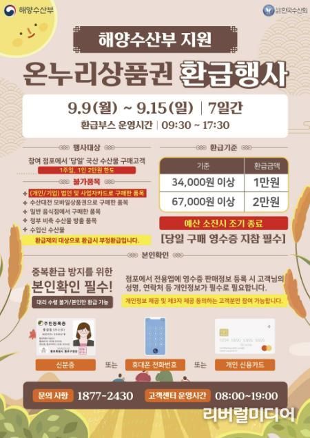 시흥시 오이도전통수산시장, 추석맞이 온누리상품권 환급행사 추진
