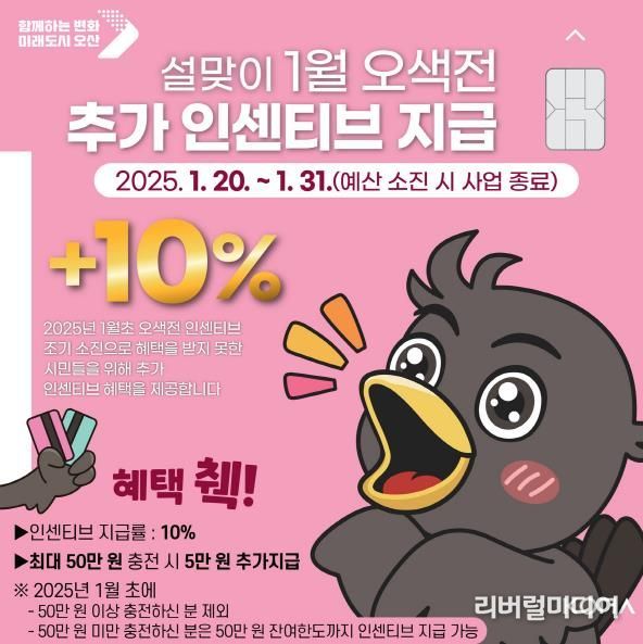 오산시, 설맞이 오색전 추가 인센티브 10% 지급