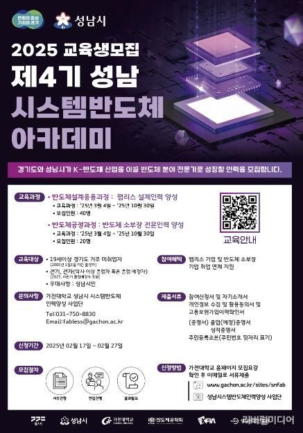 성남시, ‘제4기 시스템반도체 아카데미’ 교육생 60명 모집 포스터