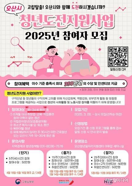오산시, '구직 포기 청년 지원' 청년도전지원사업 참여자 모집