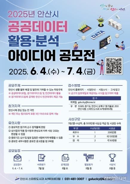 안산시, 공공데이터 활용·분석 아이디어 공모전 개최