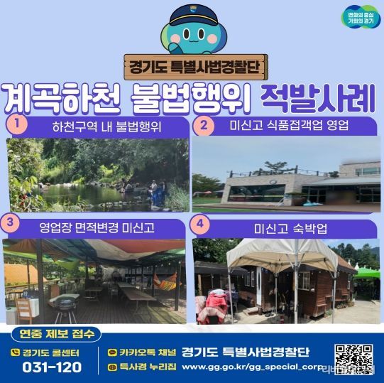 계곡하천 불법행위 적발사례 그래픽