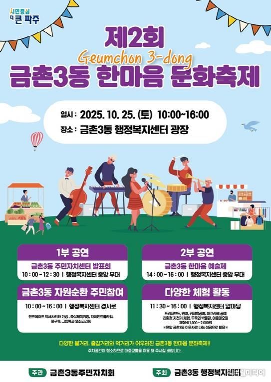 파주시 금촌3동, 25일 ‘제2회 금촌3동 한마음 문화축제’ 개최