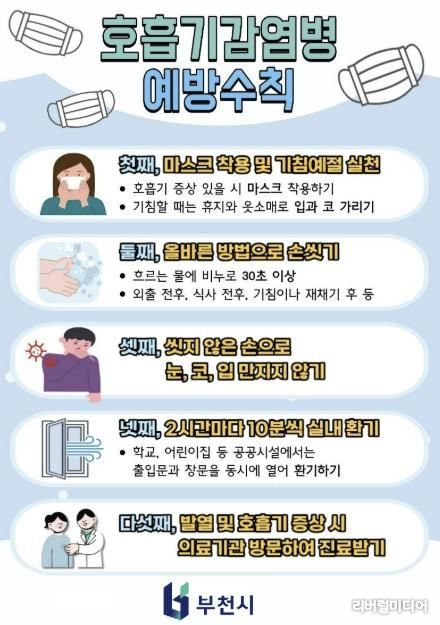 호흡기감염병 예방수칙 안내 이미지