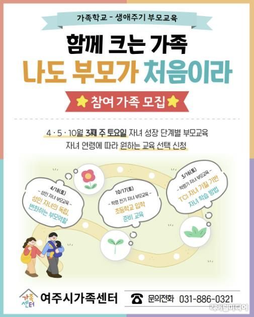 여주시가족센터, '생애주기별 맞춤형 부모교육' 참여 가족 모집